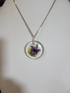 Flowery Butterfly - Pink Country Craft Barn Necklace (#505)