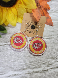 KC Chiefs Round - Red/Gold - Country Craft Barn Earrings (#006)