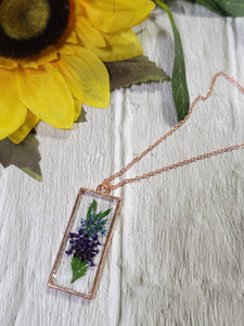 Pretty Floral Pendant - Purple Country Craft Corner Necklace (#507)