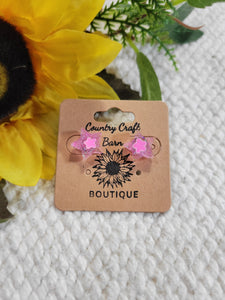 Little Diva Collection Layered Stars - Pink Country Craft Barn Earrings (#1503)