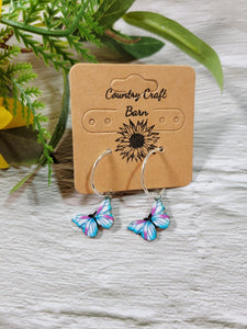 Dangling Butterfly - Blue/Purple Country Craft Barn Earrings