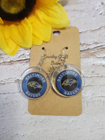 Baltimore Ravens Round - Blue - Country Craft Barn Earrings (#111)