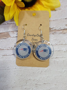 New England Patriots Round - Blue - Country Craft Barn Earrings (#114)