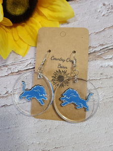 Lion Profile - Round - Blue - Country Craft Barn Earrings (#112)