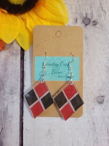 Argyle It - Red/Black Country Craft Barn Earrings (#123)