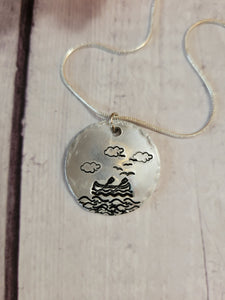 Canoe Scene - Silver Country Craft Barn Necklace (#552)