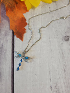 Beautiful Little Dragonfly - Blue Country Craft Barn Necklace (#551)