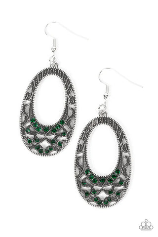 Colorfully Moon Child - Green Paparazzi Earrings (PZ-2754)