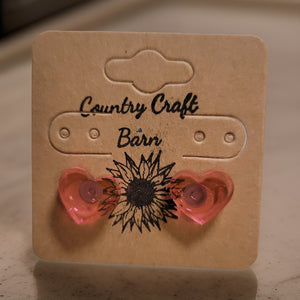 Little Diva - Pink Heart Country Craft Barn Earrings (#1507)