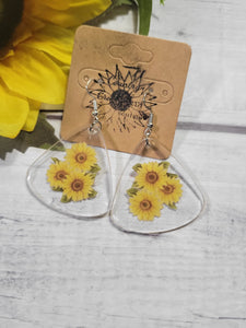 Sunflower Bouquet - Yellow - Resin Country Craft Barn Earrings (#002)