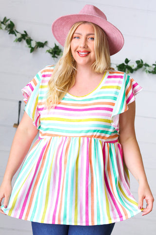 Lavender Rainbow Stripe Babydoll To