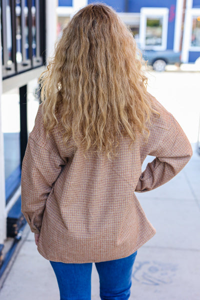 Start Your Day Rust Flannel Plaid Oversized Shacket