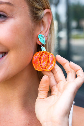 Pumpkin Bead Halloween Earrings