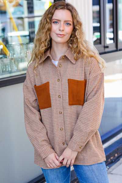 Start Your Day Rust Flannel Plaid Oversized Shacket