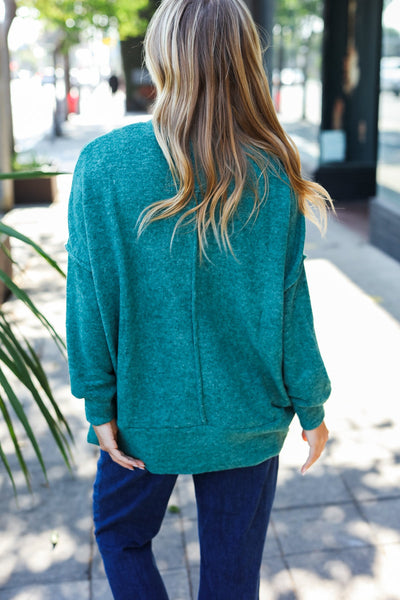 Lock Eyes Green Exposed Seam Melange Sweater