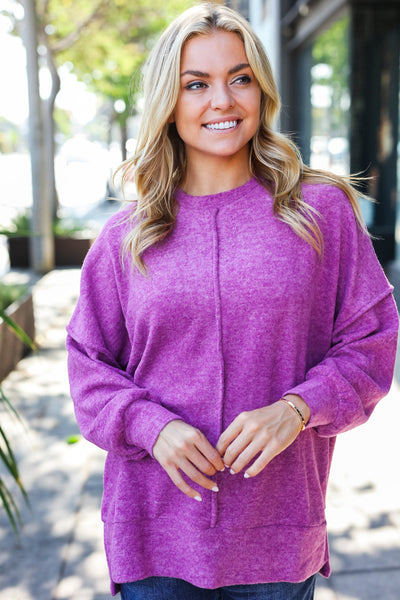 Sublime Plum Exposed Seam Brushed Melange Sweater