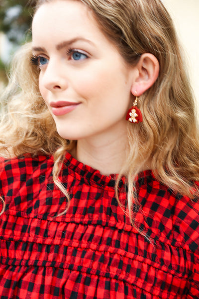 Gingerbread Man Sweater Clay Dangle Earrings