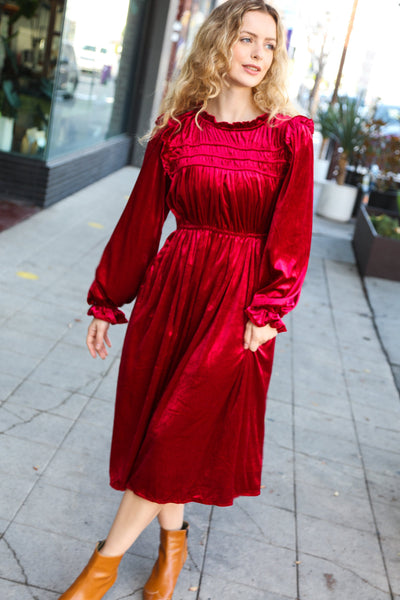 Be Your Own Star Ruby Mock Neck Velvet Dress