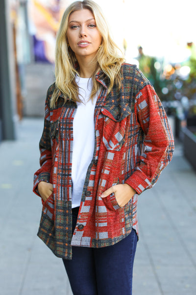 Hunter Green Plaid Jacquard Oversize Shacket