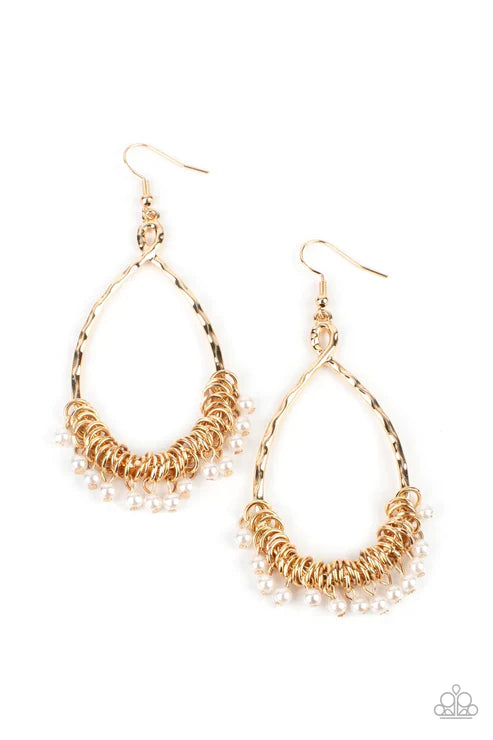 Wishing Well Wonder - Gold Paparazzi Earrings (PZ-5113)