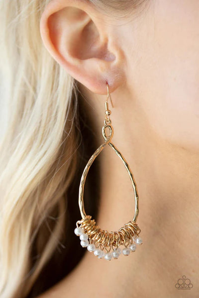 Wishing Well Wonder - Gold Paparazzi Earrings (PZ-4933)