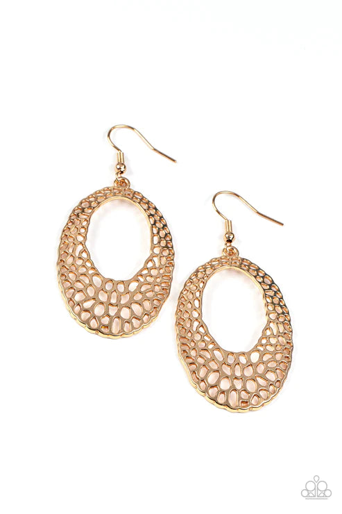 The HOLE Nine Yards - Gold Paparazzi Earrings (PZ-2901)