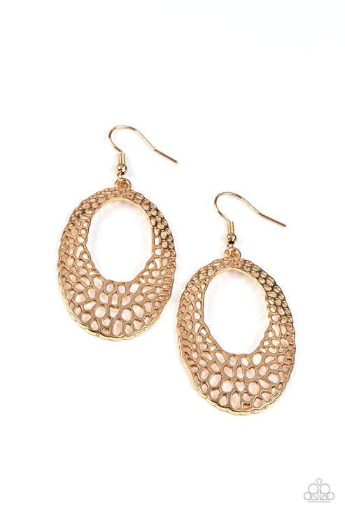 The HOLE Nine Yards - Gold Paparazzi Earrings (PZ-3515)