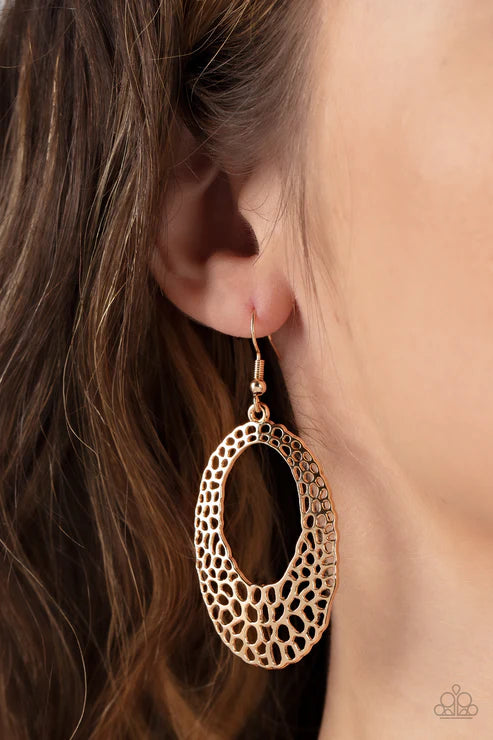 The HOLE Nine Yards - Gold Paparazzi Earrings (PZ-2901)