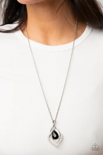 Dauntless Demure - Black Paparazzi Necklace (PZ-1348)