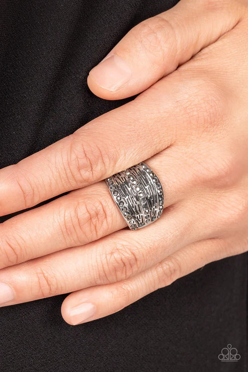 Stellar Stratosphere - Silver Paparazzi Ring (T33)