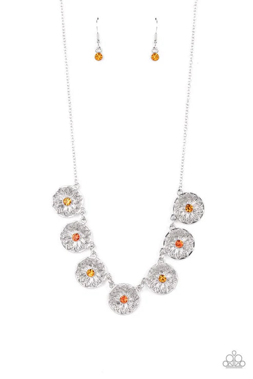 Garden Greetings - Orange Paparazzi Necklace (PZ-5671)