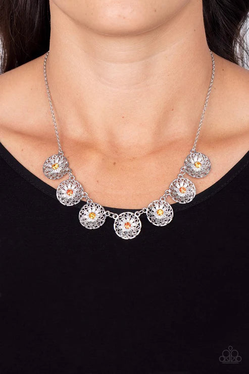 Garden Greetings - Orange Paparazzi Necklace (PZ-5671)