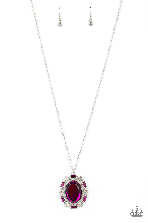 Noble Reflection - Pink Paparazzi Necklace (PZ-3994)