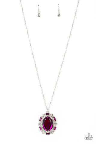Noble Reflection - Pink Paparazzi Necklace (PZ-3994)