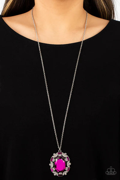 Noble Reflection - Pink Paparazzi Necklace (PZ-3994)