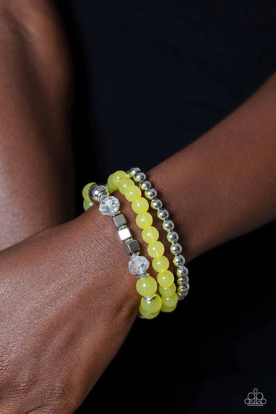 CUBE Your Enthusiasm - Yellow Paparazzi Bracelet