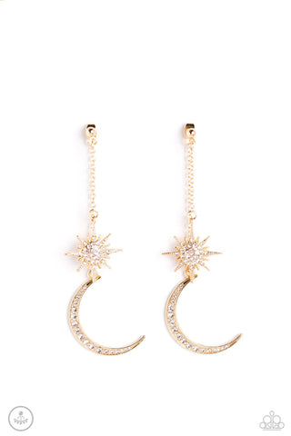 STELLAR SHOWSTOPPER - GOLD PAPARAZZI EARRINGS (PZ-5403)