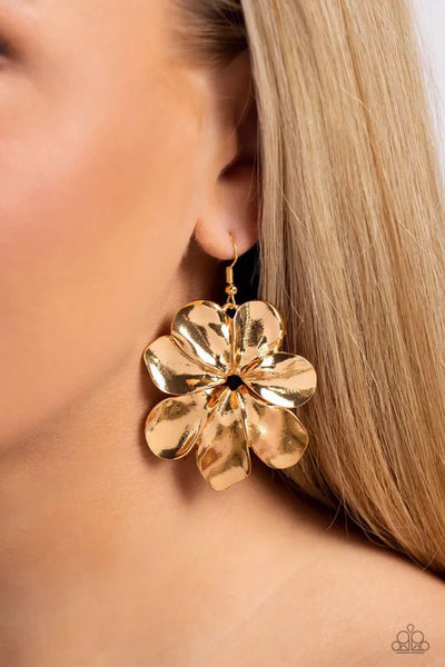 Hinging Hallmark - Gold Paparazzi Earrings