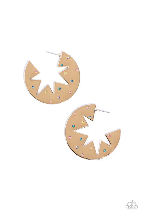 Starry Sensation Gold Hoop Earrings Paparazzi