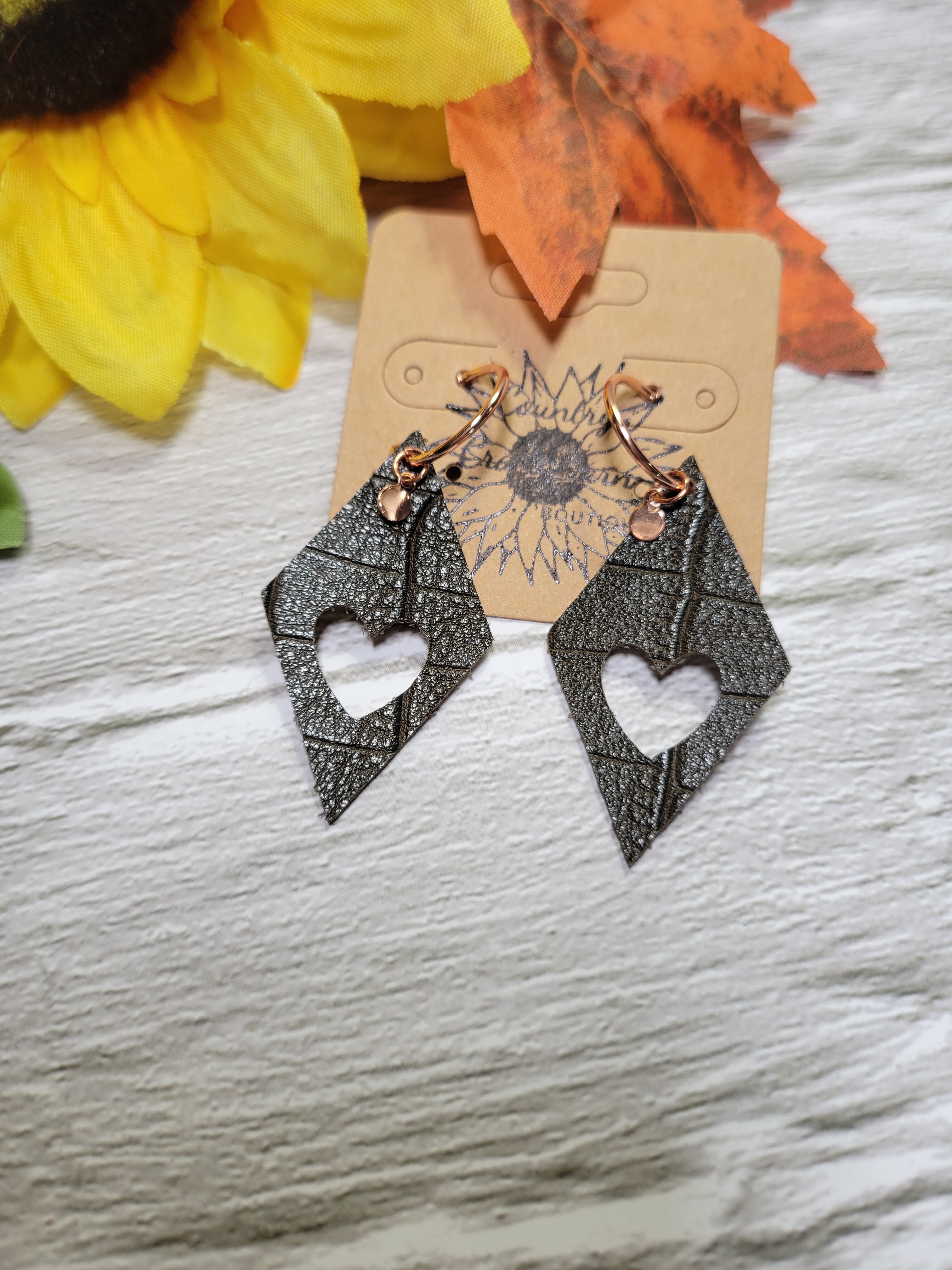 Hoop and Heart - Brown - Country Craft Barn Earrings