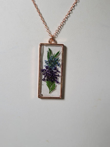 Pretty Floral Pendant - Purple Country Craft Corner Necklace (#507)