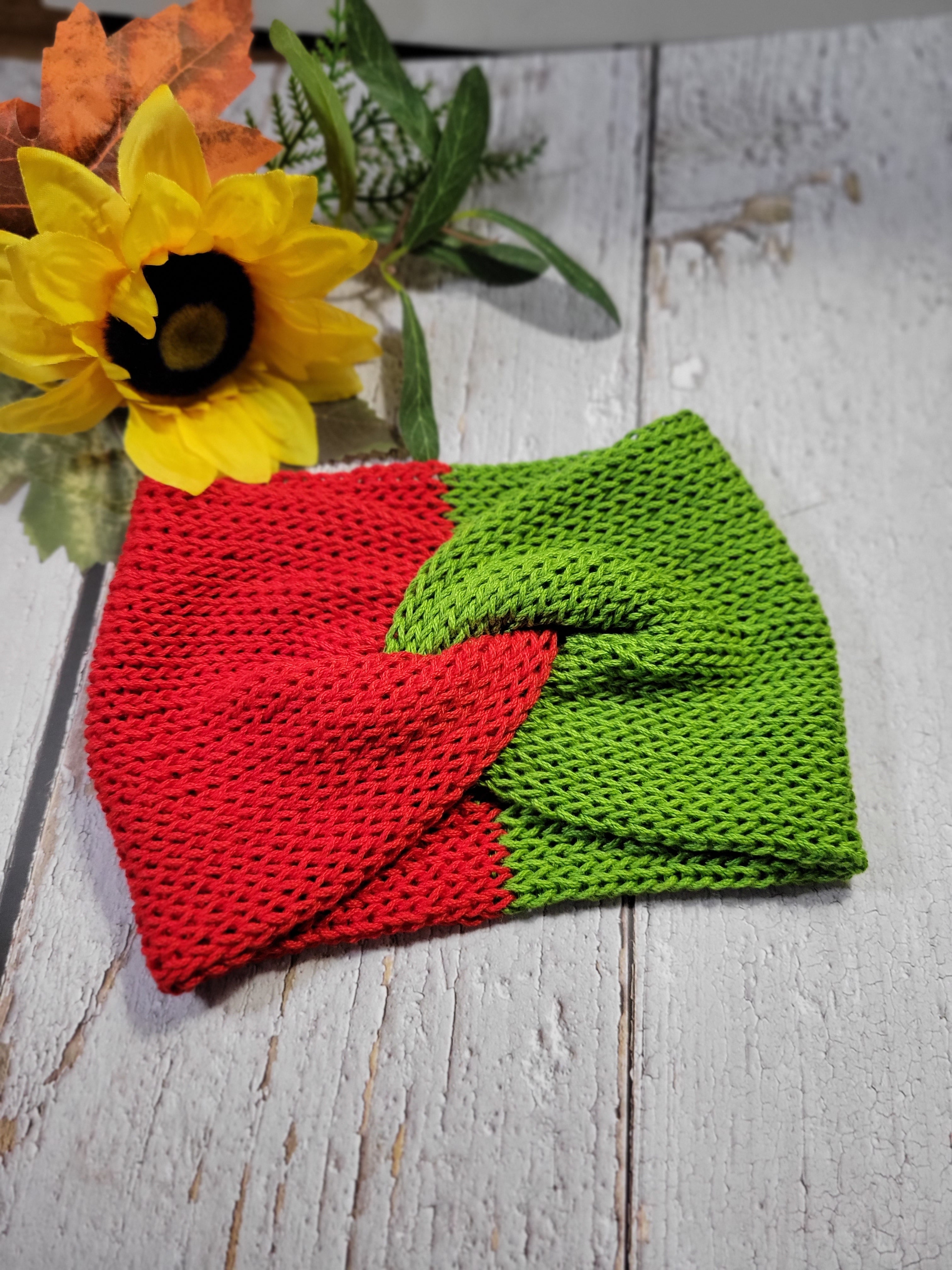 Cross Knit Band - Green/Red Grinch - Country Craft Barn Headband (HB-902)