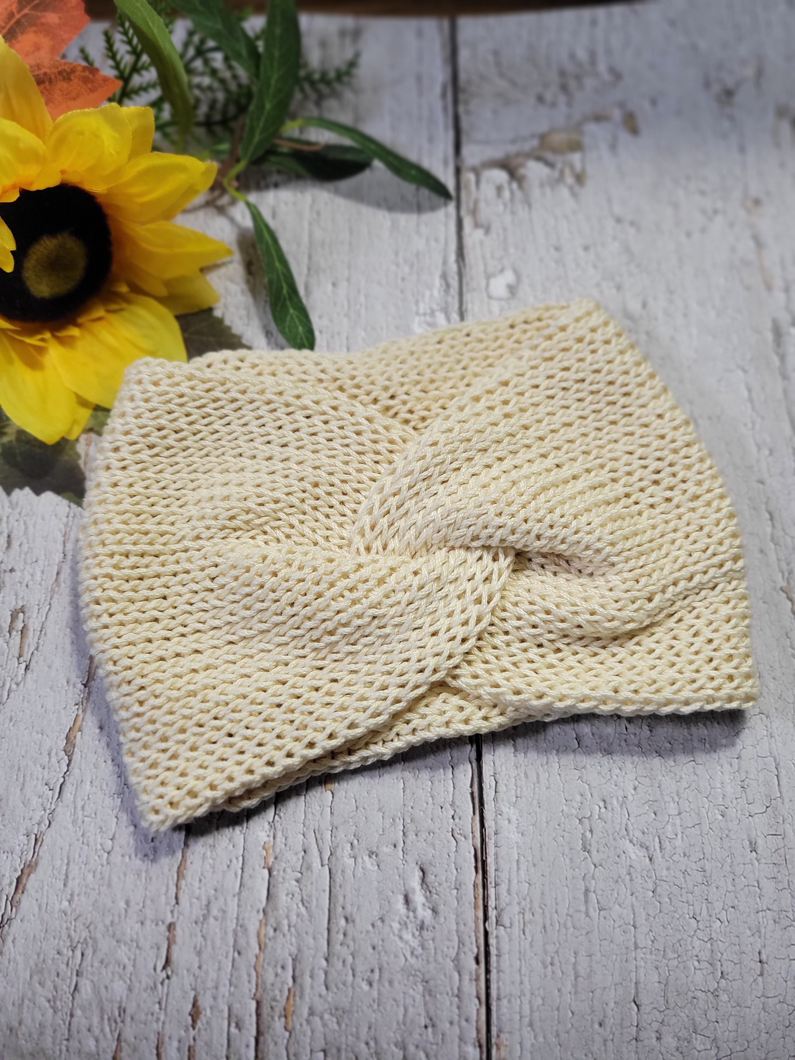 Cross Knit Headband - Cream - Country Craft Barn (HB-901)