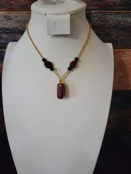 Stony Sensation - Brown Country Craft Barn Necklace (#509)