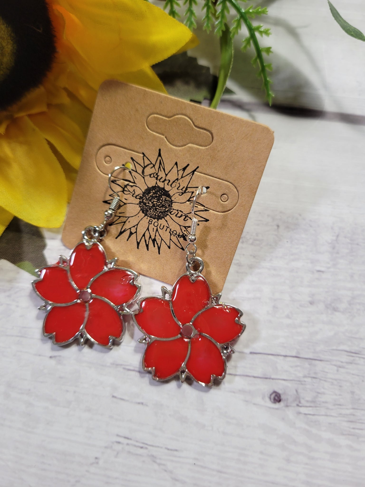 Pretty Pansy - Red Country Craft Barn Earrings (#029)