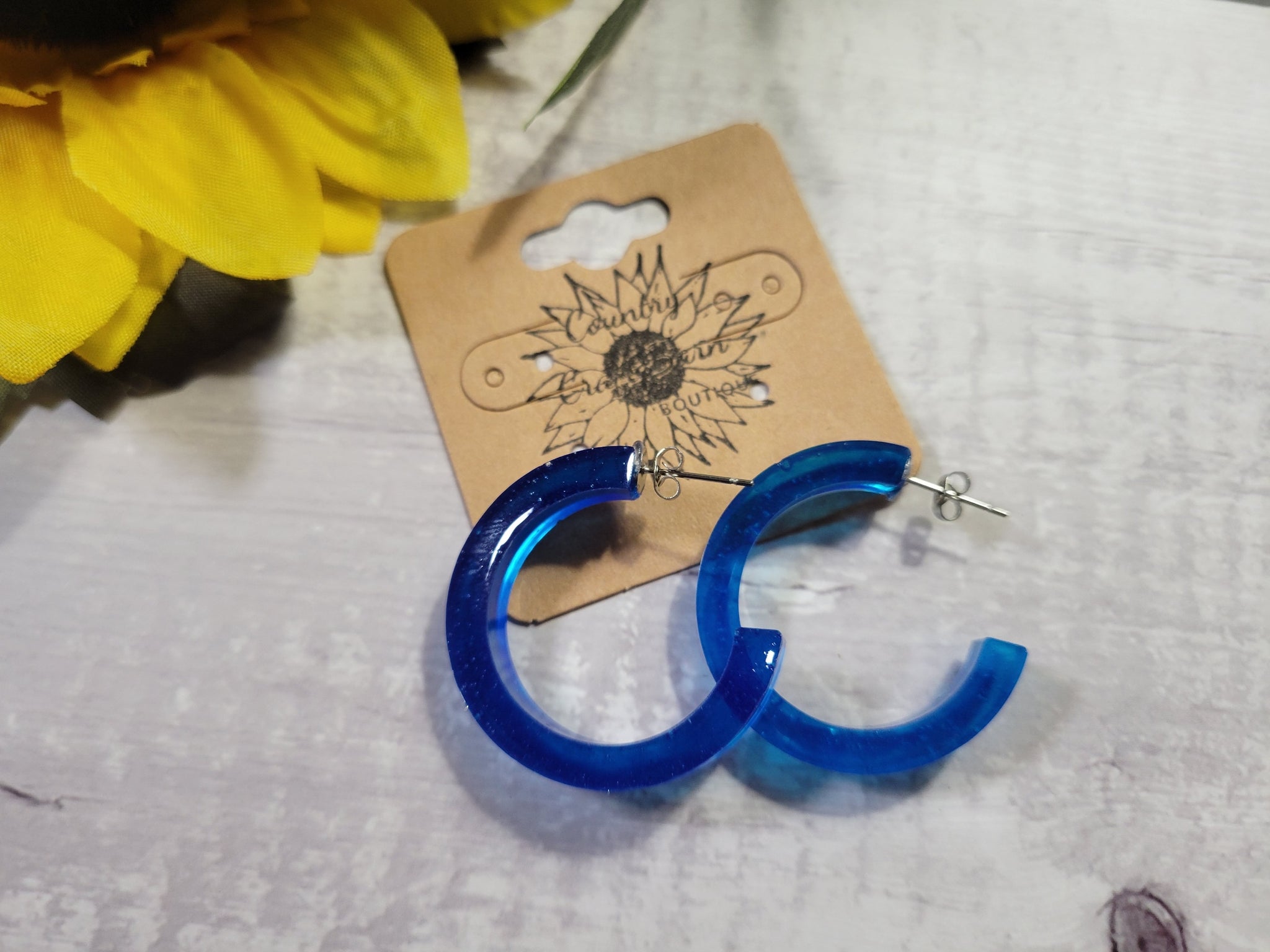 Hoop and Hollar - Blue Country Craft Barn Earrings (#016)