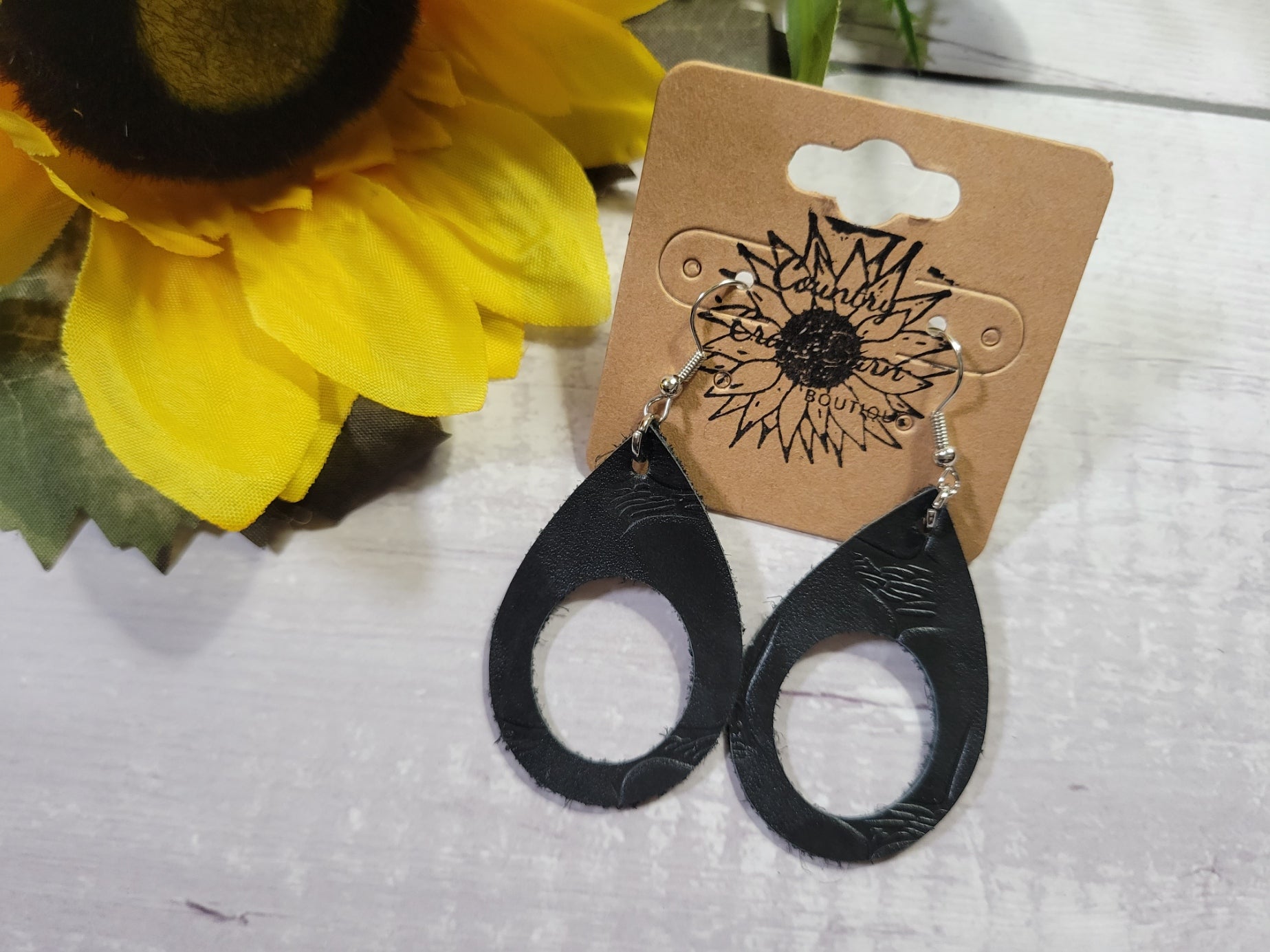 Holy Teardrops Batman - Black Country Craft Barn Earrings (#012)