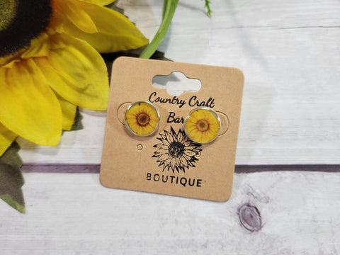 Sunny Sunflower - Yellow Country Craft Barn Earrings (#024)