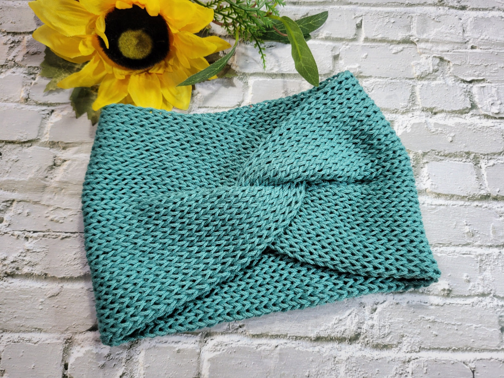 Cross Knit Headband - Teal - Country Craft Barn Headband (HB-908)