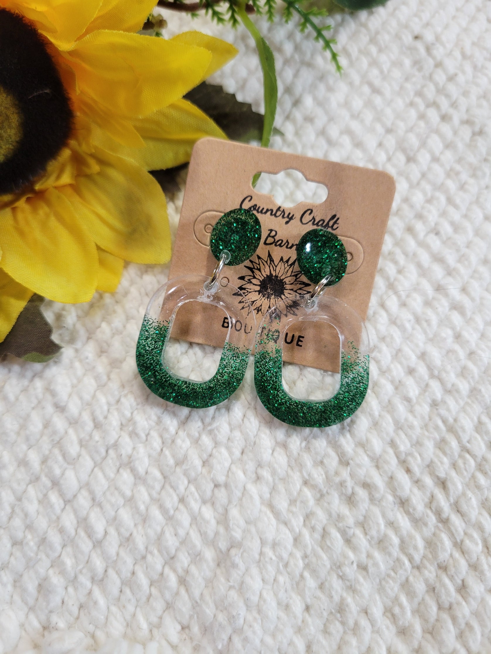 All The Glitters - Green - Country Craft Barn Earrings (#003)